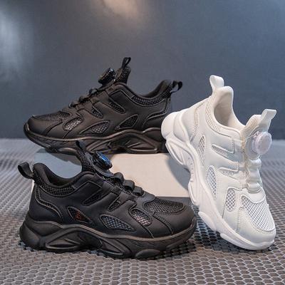 Boys' Shoes New Four Seasons Primary and Secondary School Students Soft-soled Rotating Buckle White Shoes Teenagers Girls White Dad Shoes