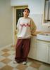 Peuswike 2Way Overfit Sweatpants_Burgundy Brown