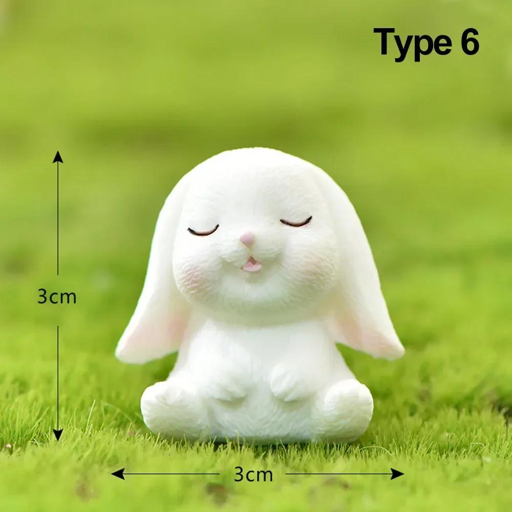 Cute Rabbit Resin Fairy Garden Miniature Figurine Ornament Micro Landscape Home Decoration Action Figure Dollhouse Accessories