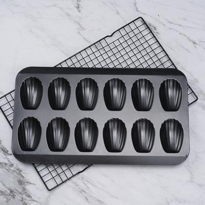 Carbon Steel 12-Cavity Madeleine Baking Tray Heat-resistant Shell-shaped Cake Mold  French Dessert