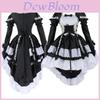 Elegant Women's Lolita Princess Maid Dress With Ruffle Puff Sleeves And Lace Decoration