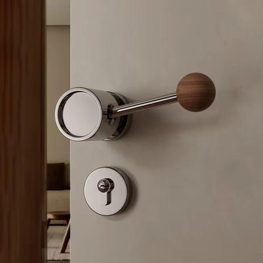 Black Walnut Magnetic Mute Lock Interior Lock Security Door Bar Vintage Door Lock Home Decor