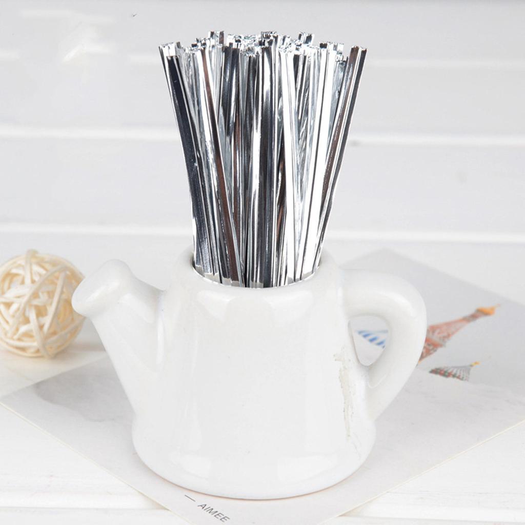 Plastic Coated Wire Ties Food Grade Sealing Bags for Cookies Biscuits Candy Chocolate Lollipops Gift Packaging Metallic