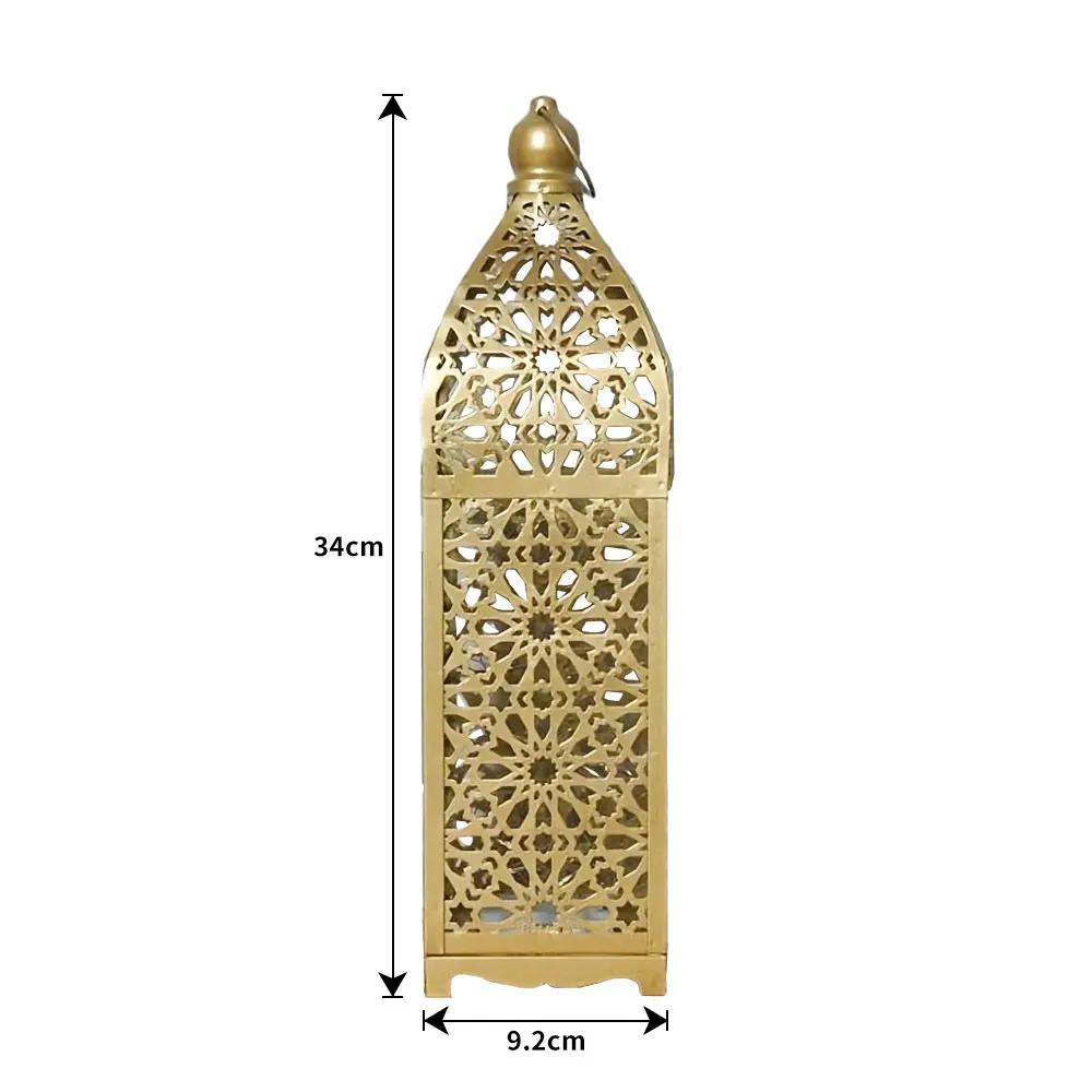 Home Ornament Iron Art Moroccan Night Light Hollow Battery Powered Masjid Lantern Vintage Eid Lamp Mosque