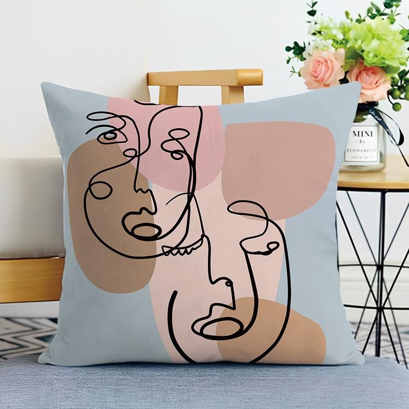 Morandi Simple Printed Decorative Pillowcase Bedroom Living Room Square Cushion Pillowcase