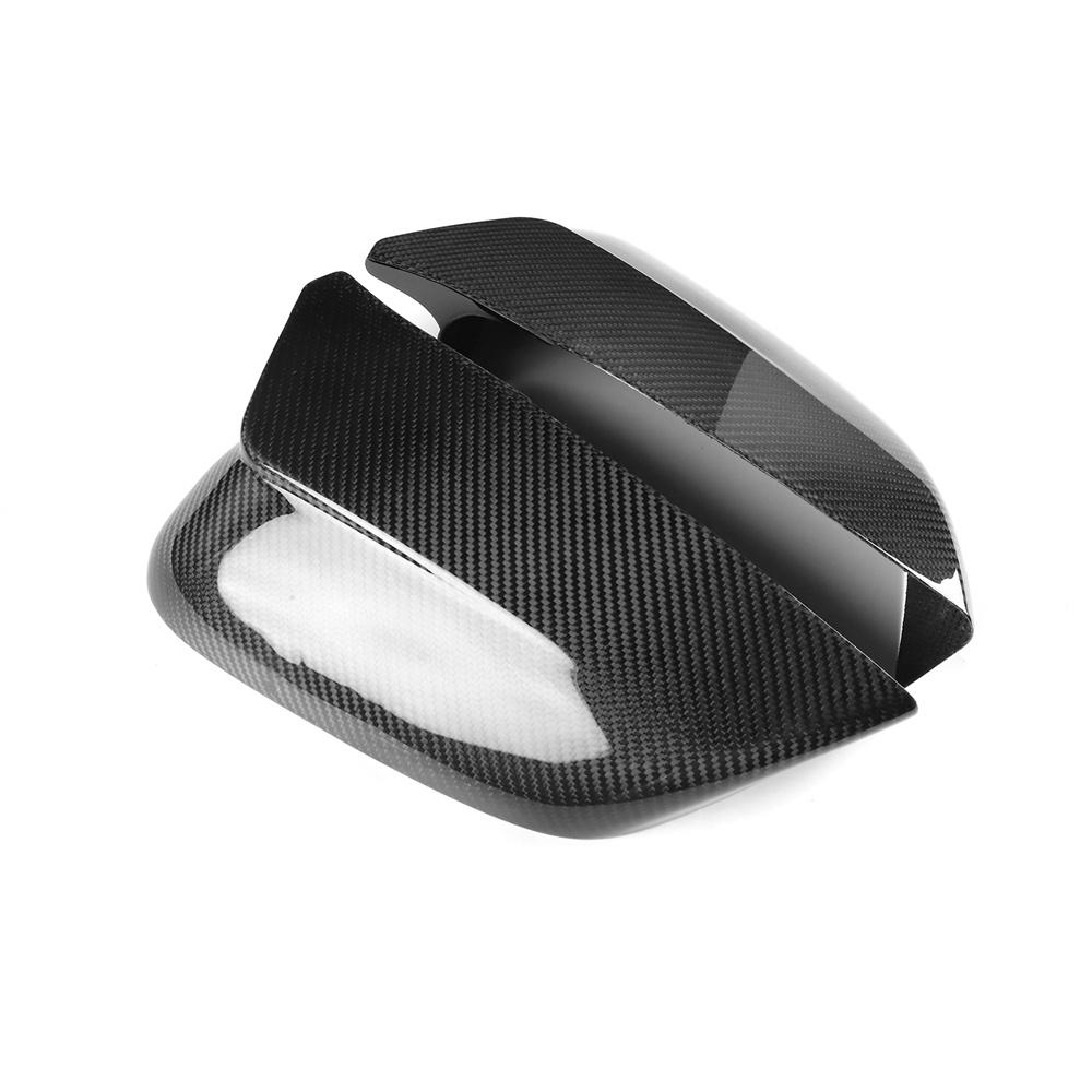 2Pcs Black Carbon Fiber Add-On Mirror Cap Cover Trim For Kia EV6 2022 2023 2024