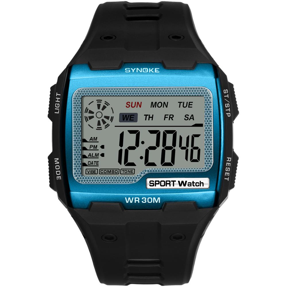 SYNOKE 9021 Cheap Black Mens Digital Watch Exclusive Plastic Band Water Resist Chrono Alarm Business Reloj Watch