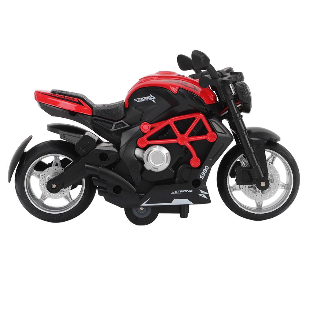Alloy Motorcycle Model High Simulation Cool Sound Light Pull Back Motorcycle Toy for Kids Red