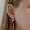[Silver925] Pearl Tie Ribbon One-touch Earring (Silver/Gold)