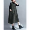 Plus Size Women Corduroy Sleeveless Long Dress Casual Loose Large Lady Dress