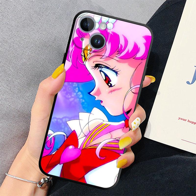 Black Soft Case for Apple iPhone 6s 11 8 XS X 13 Pro Max XR 7 12 Mini 14 Plus SE 14Pro Back Cases Sailor Cartoon M-Moons Cover
