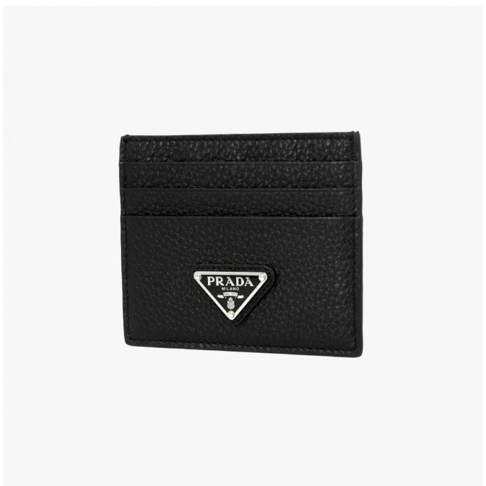Prada Peněženka na karty s logem Grain Triangle 2mc025 2e54 F0002