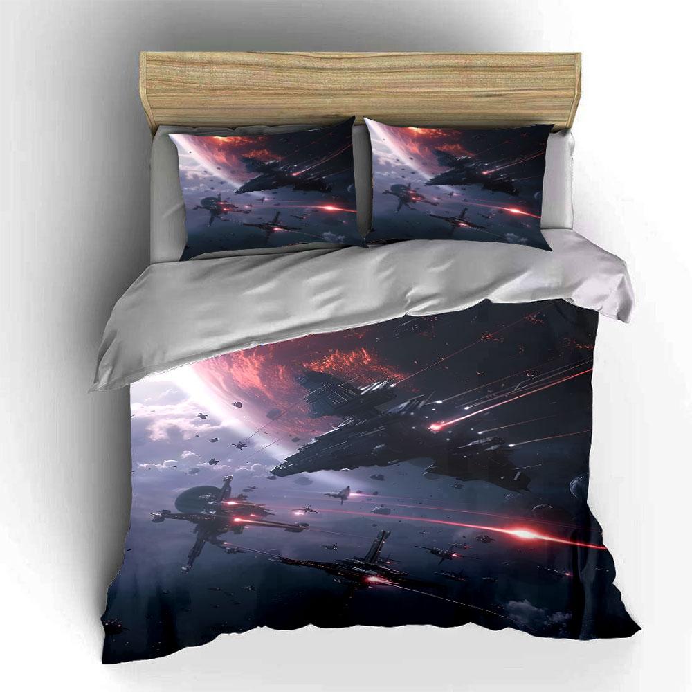 Spaceship battle with planet. Bedding sets Duvet cover sets Duvet covers Pillowcases(1 * Duvet Cover 2 * Pillowcases without duvet insert)