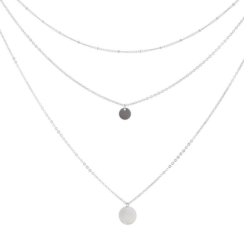 

Alluring Unique Multilayered Round Pendant Necklace With Alloy Chain For Fashionconscious Women серебряный