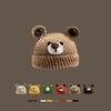 Adorable Bear Knitted Cap Women's Autumn Winter Cartoon Warm Unisex Beanie