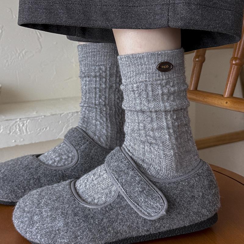 Wool Socks Children'S Warm Fleece Medium Tube Socks Season Warm Fleece Thickened Egg Button Twist Stacking Socks Women