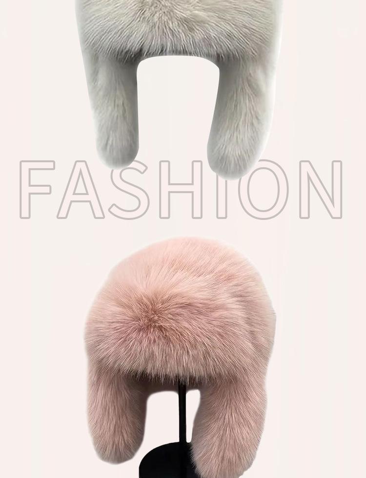 Women's Winter Lei Feng Hat with Faux Fox Fur Ear Protection - Warm, Thick, and Windproof