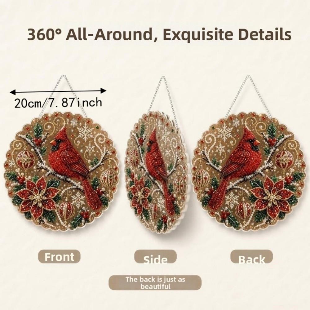 2D Flat Acrylic DIY  Painting Pendant Round Santa Beaded Sun Catcher  Holiday Party