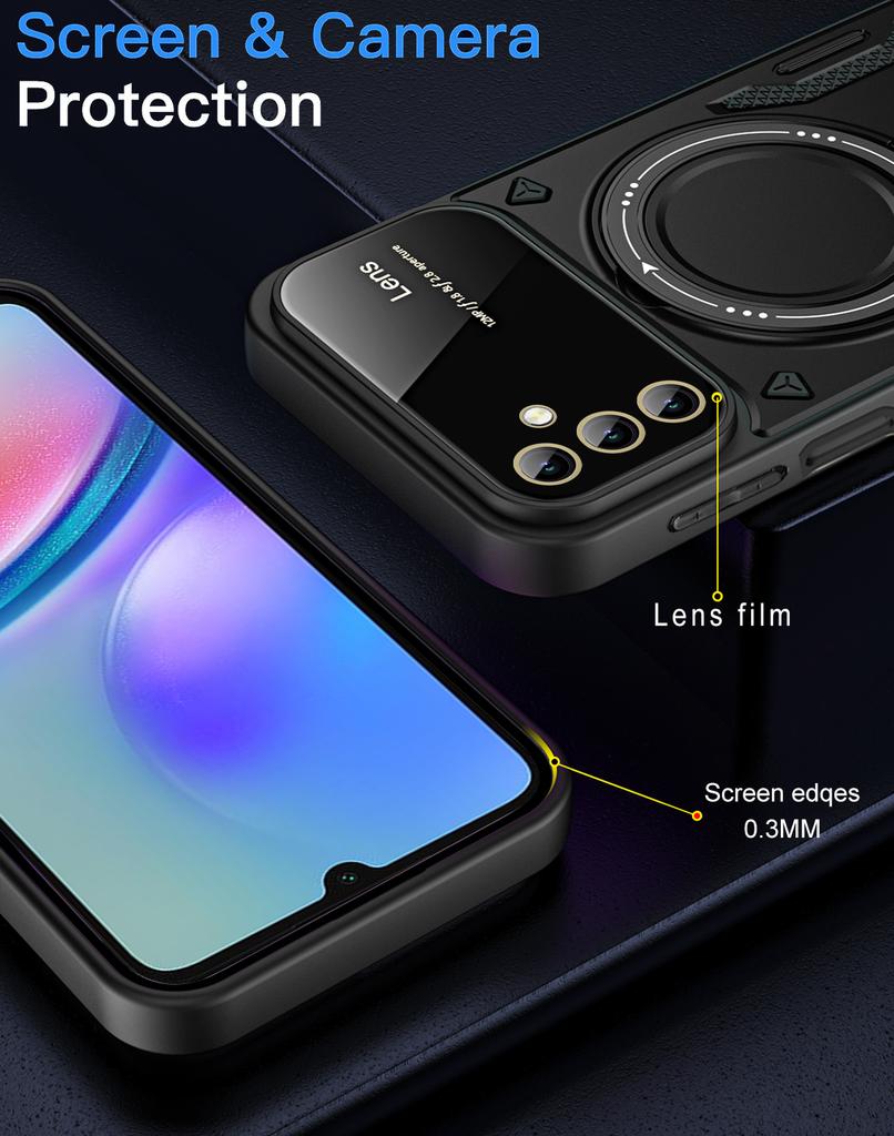 Luxury Armor Wireless Charging Case For Samsung Galaxy M12 M04 M05 4G M06 5G F04 F05 F06 Magnetic Ring Bracket Bumper Cover