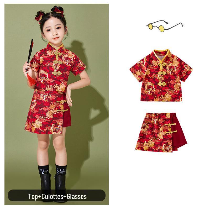 June 1 Children's Cheerleading Outfit Guochao Tang Suit for Boys and Girls - Chinese Style Poetry Recitation and Chorus Costume