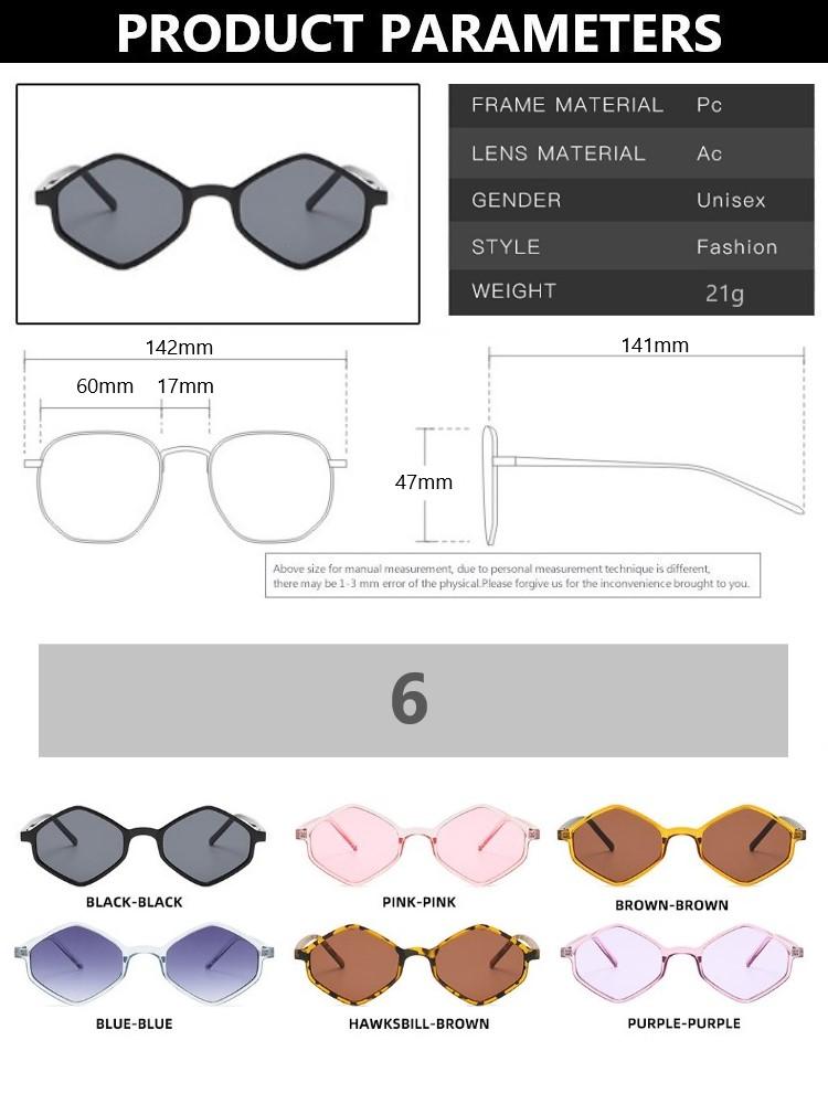 Fashion Retro Sunglasses Women Brand Designer Unique Purple Polygonal Sun Glasses For Female Small Frame Punk Rhombus Eyewear