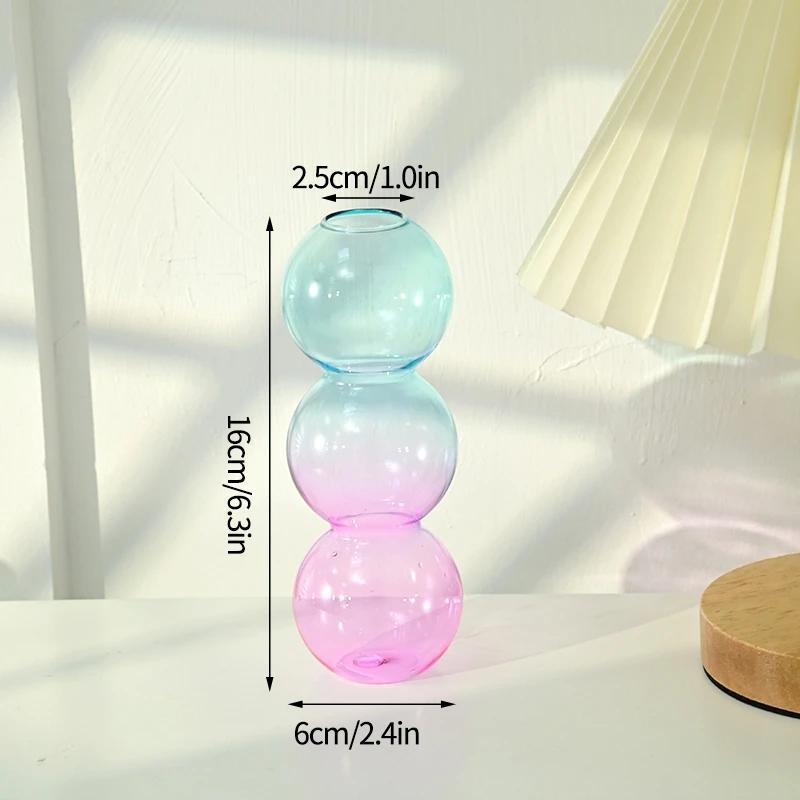 Bubble Glass Flower Vase Ins Crystal Ball Bottle Colorful Art Flower Ware Hydroponics Desktop Ornaments Creative Home Decor