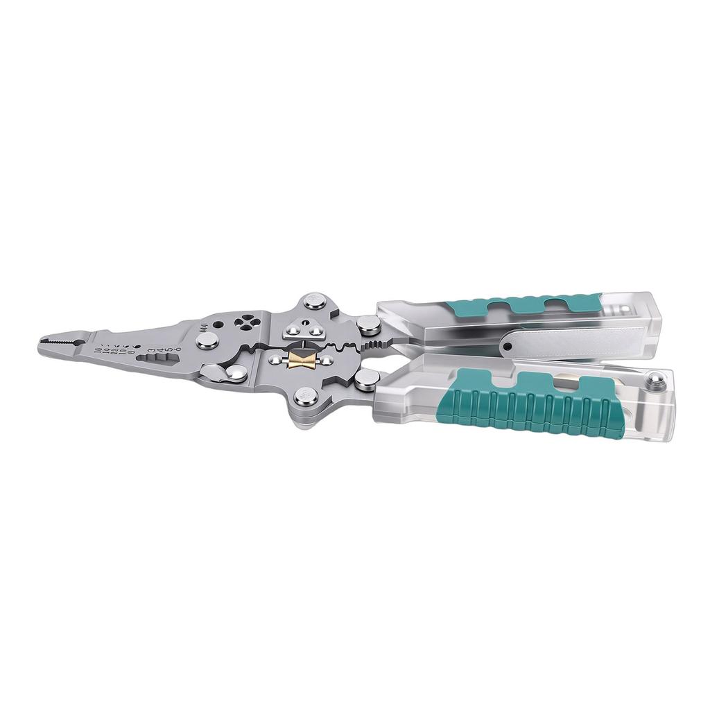 Wire Stripping Pliers 12 In 1 Stripper Tool with Voltage Tester Reminder Foldable Heavy Duty Electrical Pliers Wire