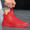 Mode Mode Leichte Winter-Sneaker Herren Warmes Fell High Top Schuhe Unisex Herren Rote Freizeitschuhe Komfort Leder-Sneaker für Herren