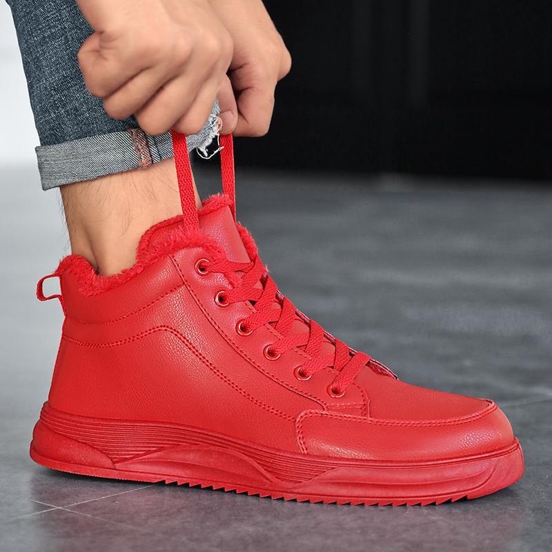 Модные легкие зимние кроссовки мужские теплые меховые высокие туфли унисекс мужские — фото 3