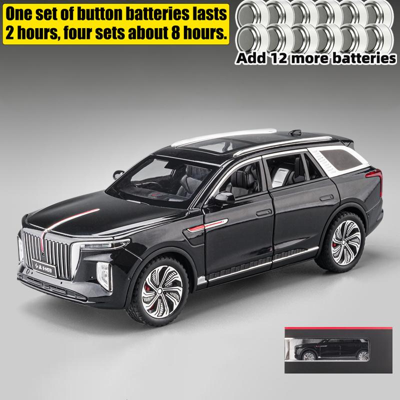 1/24 Hong Qi E-HS9 Pure Electric Large SUV Alloy Metal Diecast Model Home Display Decoration Ornaments Sound and Light Birthday