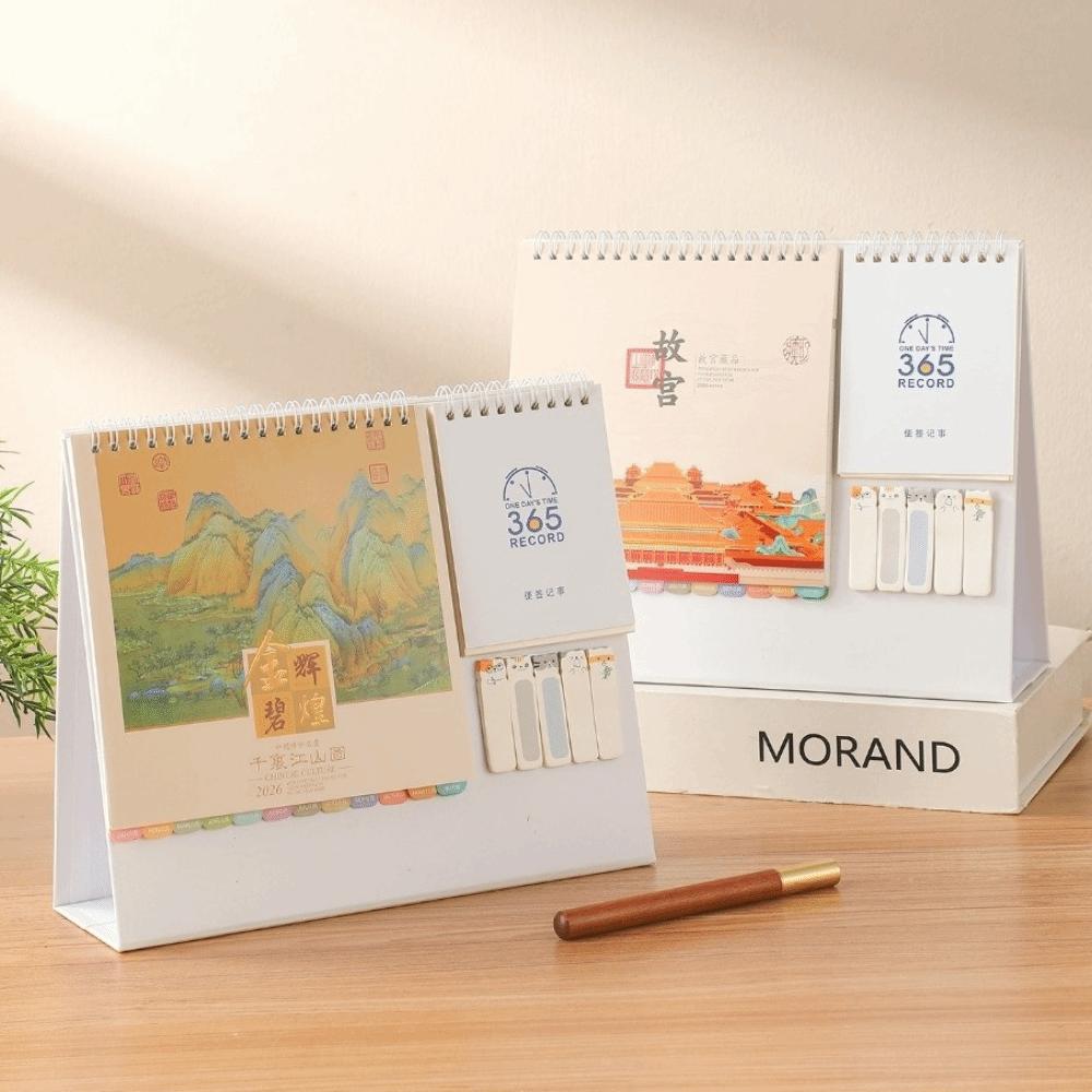 Standing 2026 Desktop Desk Calendar Thick Paper Time Management Writeable Calendar Foldable Memo Function Desktop Paper Calendar