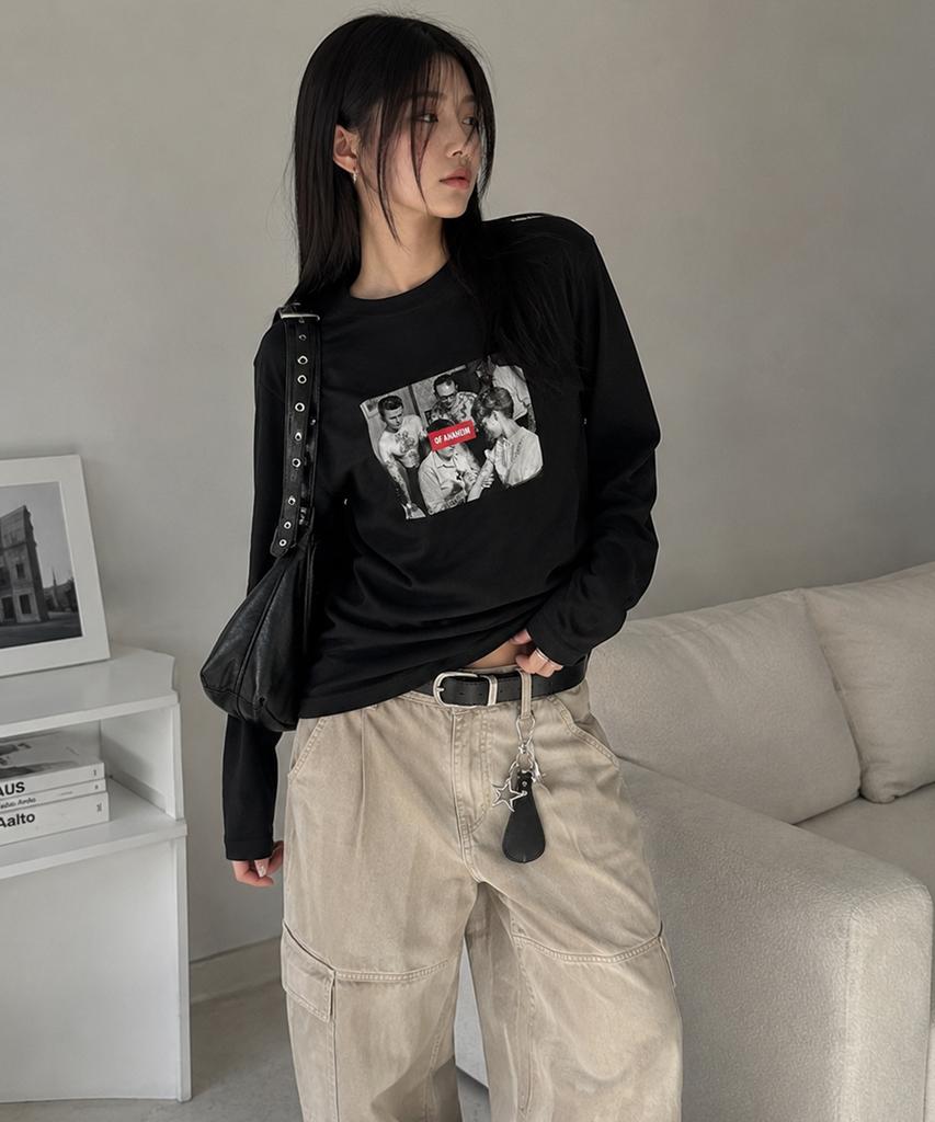 GRAVER ORDINARY [Odnr Unisex] Tattoo Long Sleeve T-Shirt_Charcoal