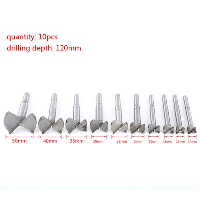 10pcs 14-50mm Forstner Drill Bit Set Flat Wood Drilling Woodworking Hole Cutting Tool