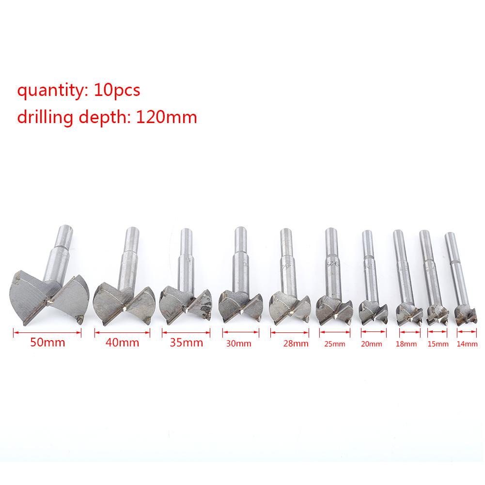 10pcs 14-50mm Forstner Drill Bit Set Flat Wood Drilling Woodworking Hole Cutting Tool