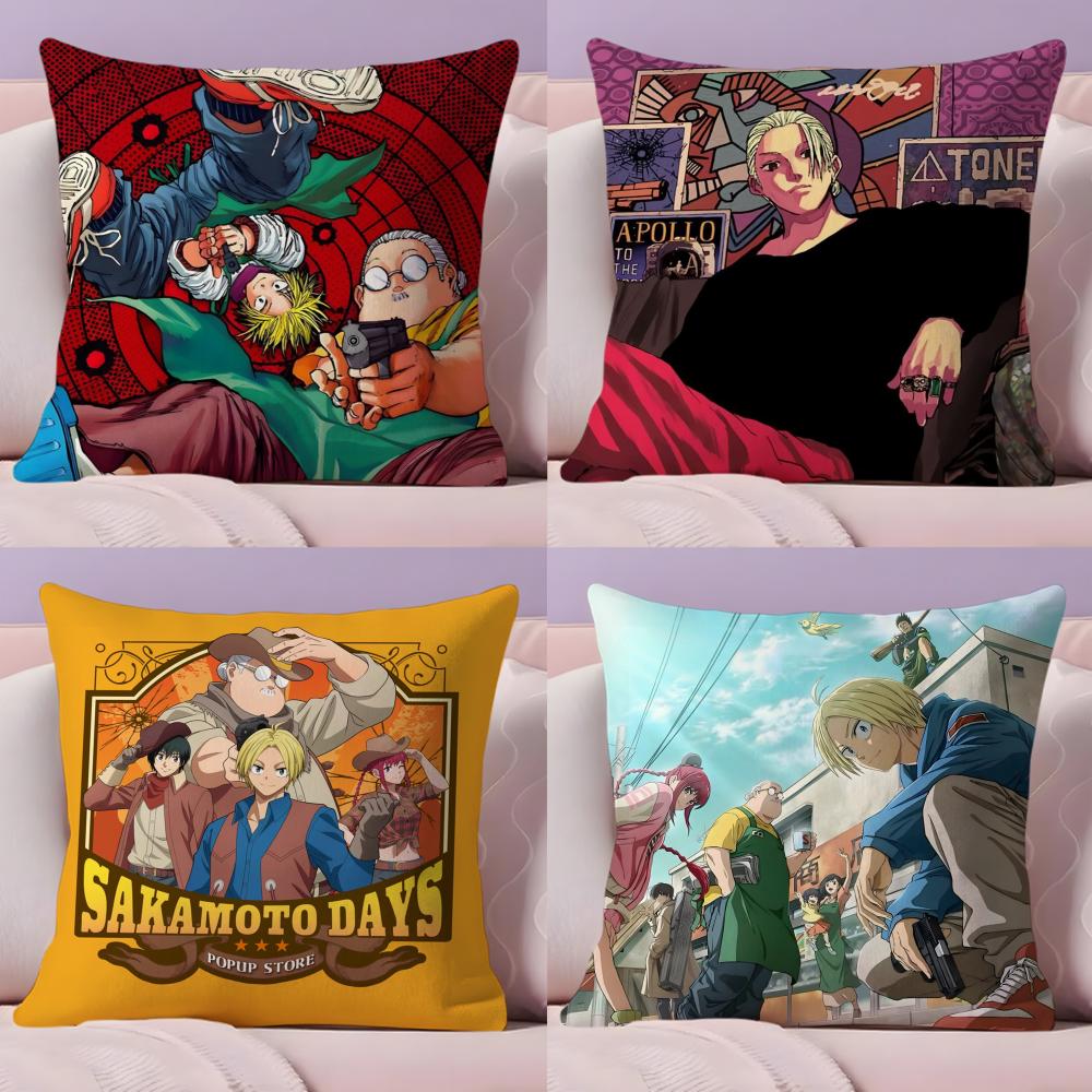 Anime S-Sakamoto Days Cushion Cover Soft Short Plush Double-Sided Printing Home Decor Machine Washable Pillow Case Gift
