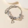 Handmade Beaded Heart Pendant Bracelet with Crystal Beads and Sparkling Rhinestone Charm