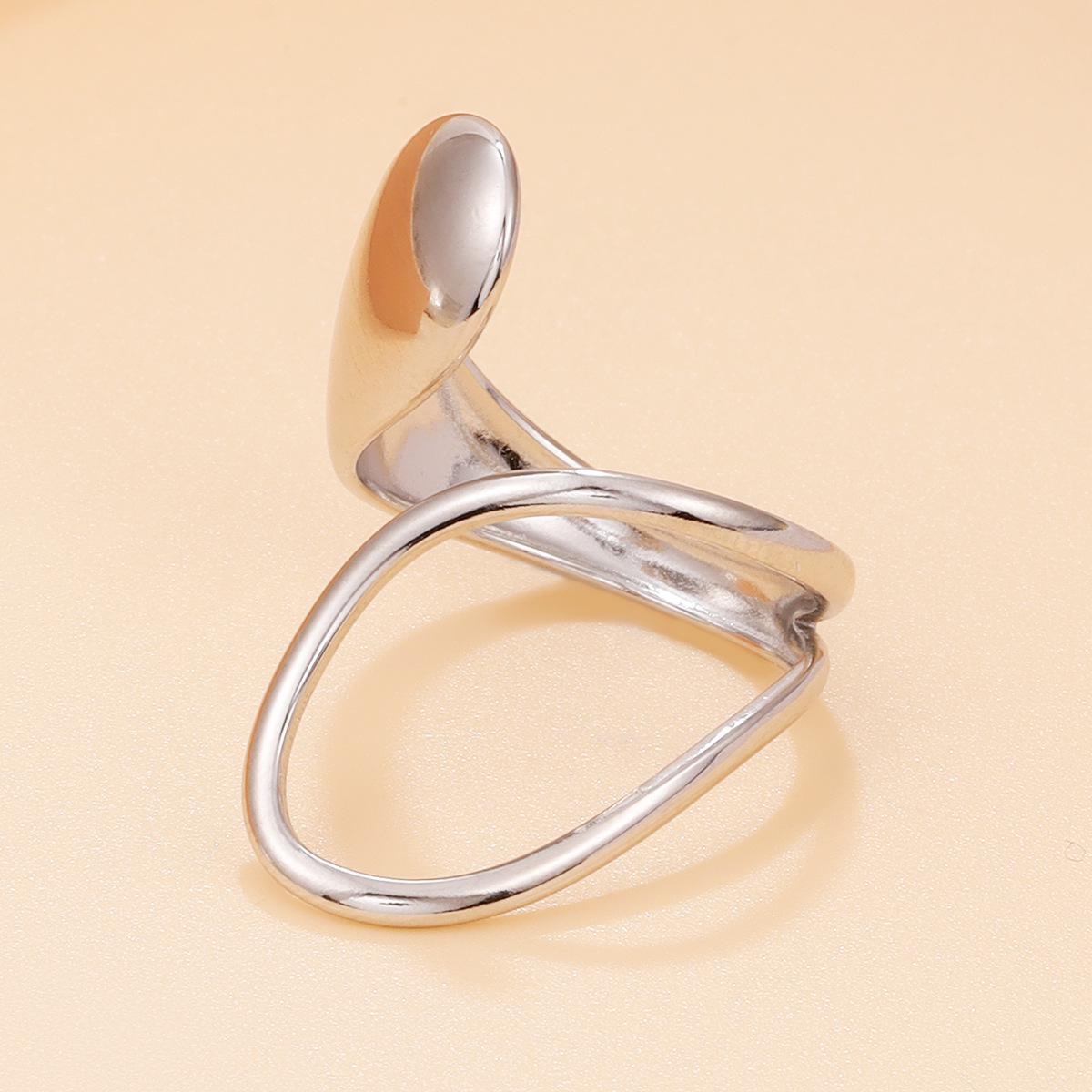 INS Style Asymmetrical Geometric Hollow Stainless Steel Ring for Women