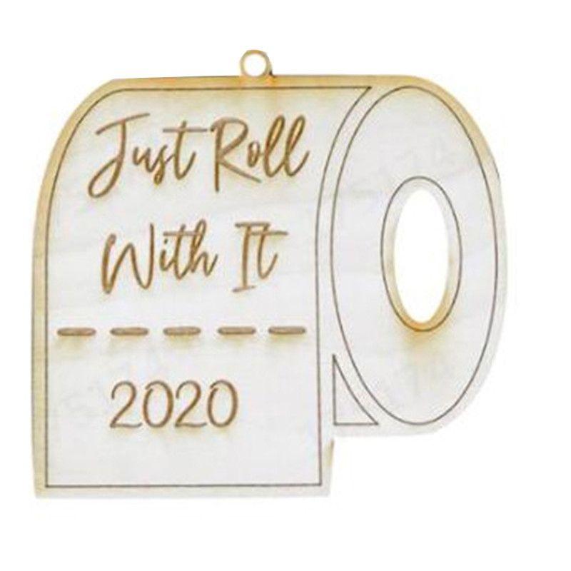 

Toilet 2020 Christmas Paper Santa Claus Ornament Wooden Quarantine Mask Decor Just
