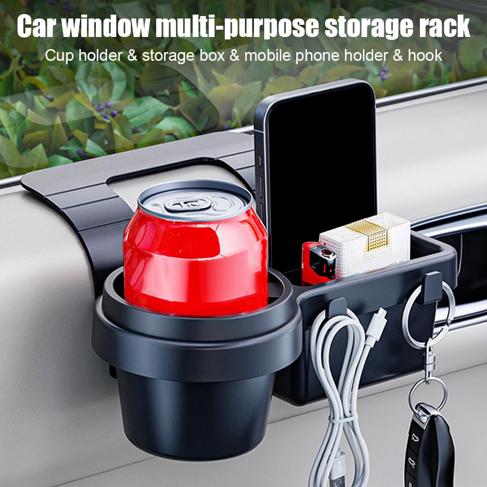 Multi-Functional Car Organizer Box Hanging Storage Rack with Cup Holder Vehicle Interior Accessories Side Door & Window Pockets