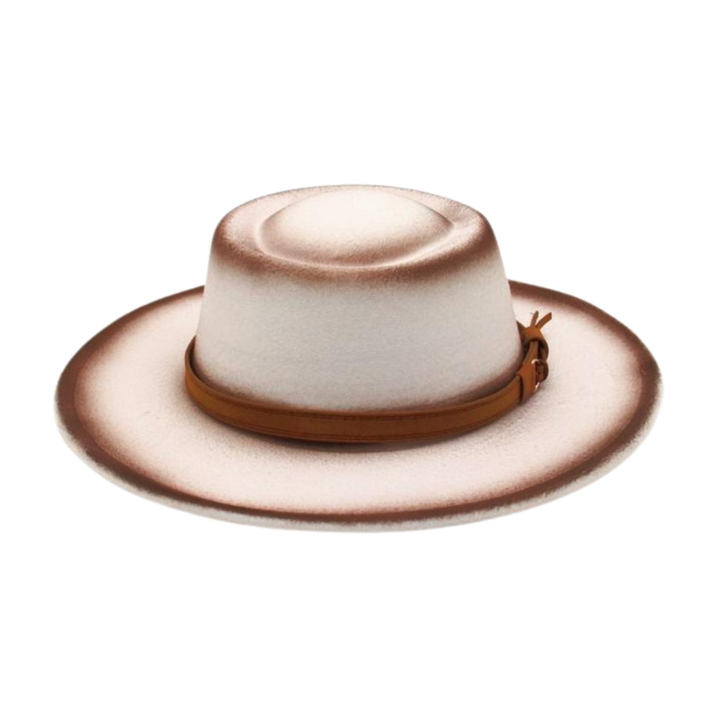 

Convex Top Jazz Hat Spray Paint Gradual Change Two-Color Tide Rivet Wind Women S Hat Woolen Top Hat one size [m domed]