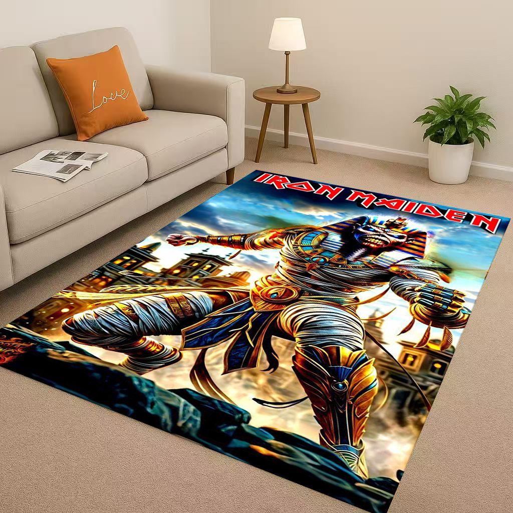 HD I-Iron-M-Maidens Music Sign Living Room Non-Slip Area Rug Soft Carpet for Bedroom Playroom Sofa,Easy Clean Home Decor Doormat