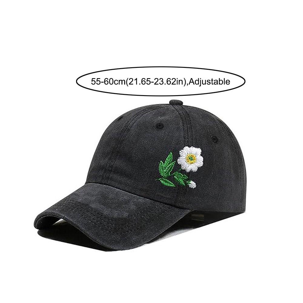 Retro Flowers Embroidery Baseball Cap Washed Cotton Adjustable Baseball Hats Sunscreen Hats For Man Women
