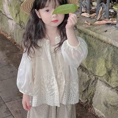 Girls' Summer French-Style Sun Protection Jacket: Lightweight, Breathable Jacket for Young Girls