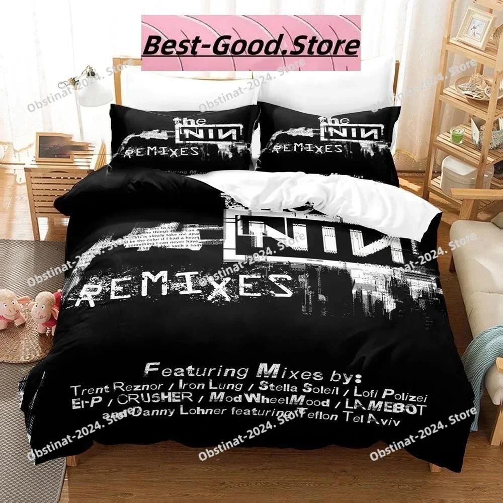 3D Fashion Nine Inch Nails NIN Bedding Set Print Comforter Quilt Bed Cover Duvet Cover Pillow Case 3 Pieces Sets Kids Adult Size
