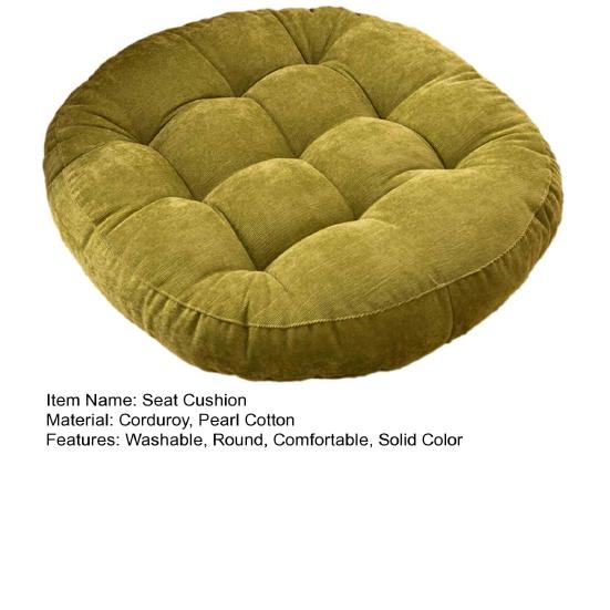 Stress Relief Hip Support Pillow Round Corduroy Chair Cushion, 16.5 Inch Ultra Soft Seat Pad, Plump Bread Style Cushion Washable for Floor Reading