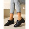 Fall 2025 New Thick-heeled Low-top Single Shoes Women's Plus-size Lace-up Retro Leather Shoes