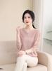 Spring Gauze Sleeve Knit Top for Middle-Aged Women