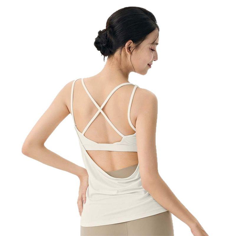 Foreign Trade Yoga Clothes With Chest Pad Fake Two-Piece Sexy Beauty Back Sports Quick-Drying Vest Cover up Loose Fitness Top Women