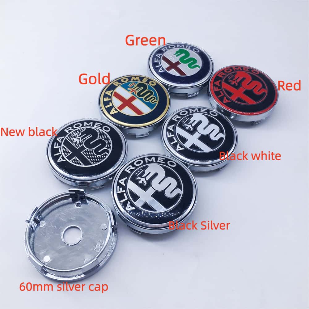 lctu5 4Pcs for Alfa Romeo GTAM Mito 147 156 159 166 Black Wheel Center Cap Badge T60 030 56mm 60mm Hub Cover Rim Logo Car Accessories
