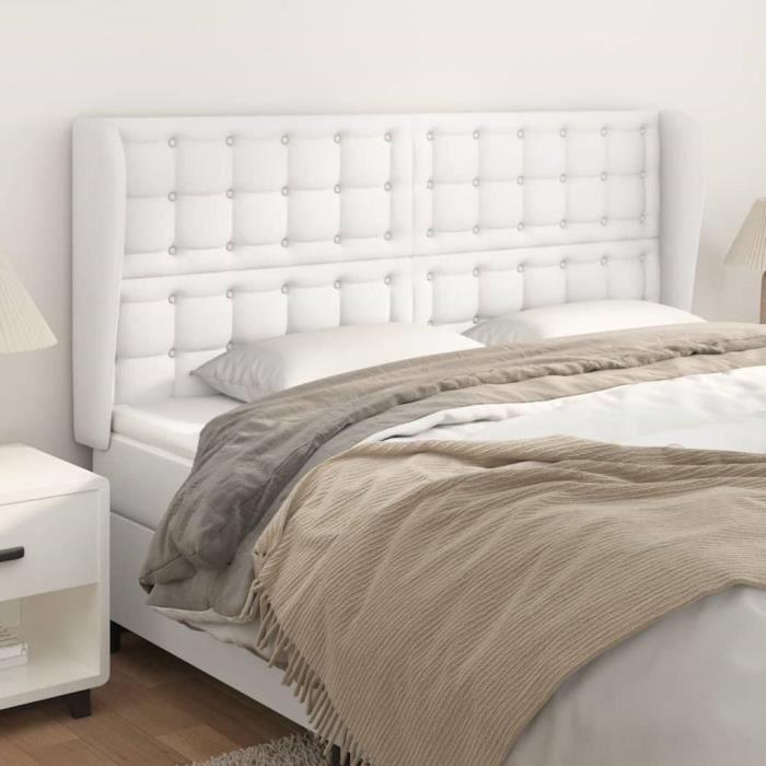 VidaXL Tête de lit avec oreilles Blanc 163x23x118-128 cm Similicuir3118053